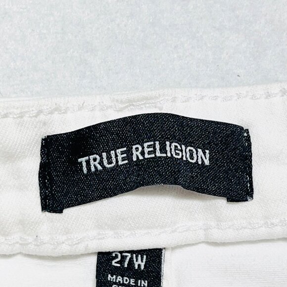 True Religion Women's Starr Distressed High Waist Stretch White Jeans Size 27W - Picture 5 of 11